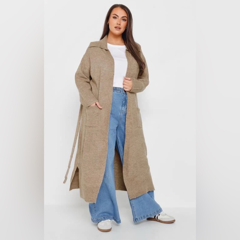 Oliver O- Tan Open-Front Cardigan Knitted Trending